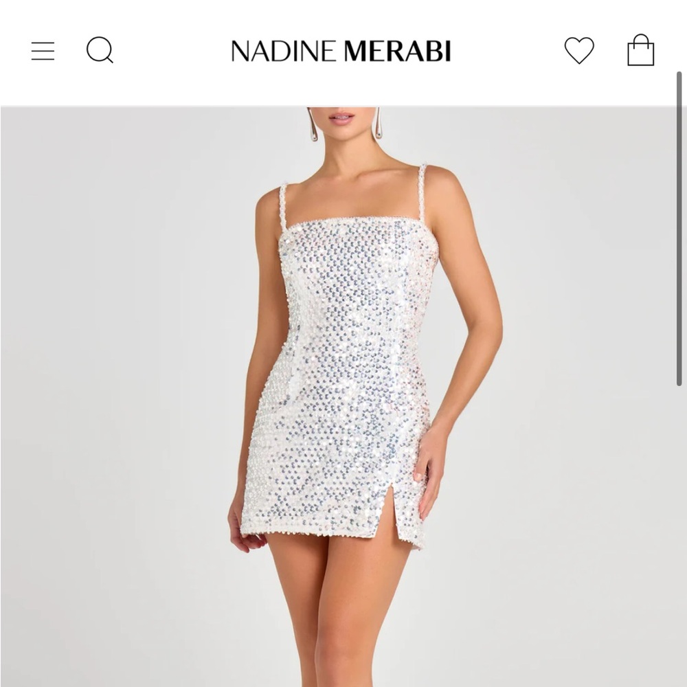 NADINE MERABI Gigi White Sequin Dress